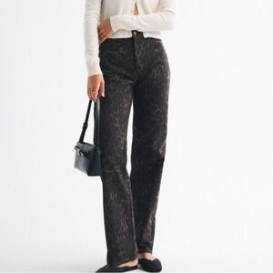 Abercrombie & Fitch High Rise Leopard Print Jeans - Black and Brown